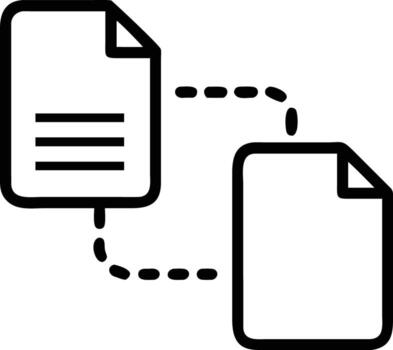 File transfer icon depicting two documents linked by a dotted line vector