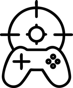 juego controlador y focalización sistema en negro contorno ilustración para juego de azar concepto vector