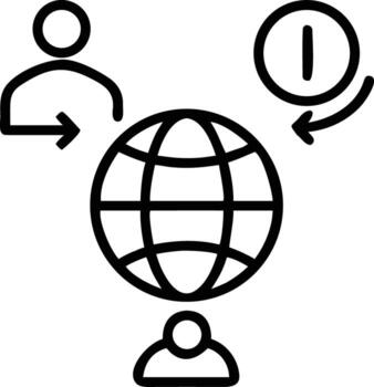 global Interacción usuario conexión, información acceso y en todo el mundo comunicación en sencillo contorno estilo vector