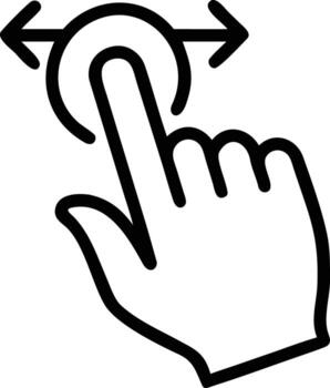 Hand gesture swipe with arrows, interaction symbol icon, outline illustration vector
