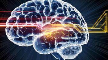 Glowing Artificial Brain With Neural Networks and Data Streams Visualized video