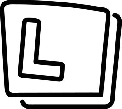 Isolated handdrawn initial letter L in stacked square outline block for typography design vector