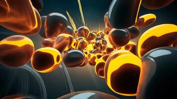 abstrakt former strömma i glansig gul och mörk grå, upplyst från inom video