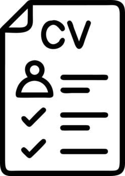 Resume document with profile icon and checkmarks in outline style illustration vector