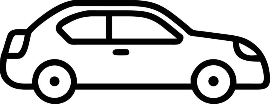 Sedan car icon with simple line art style vehicle design element vector