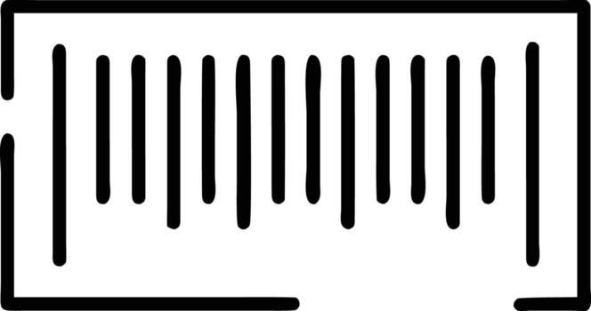 Simple barcode icon with rectangle border and vertical lines in a modern style vector