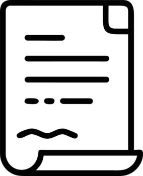 Simple Line Art Document Icon with Text and Signature for UI Design vector