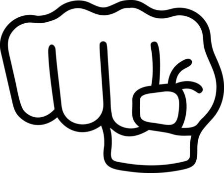 Simple line drawing of a fist outline, cartoon style, for design elements vector
