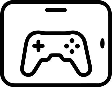 Tablet with gamepad, line art icon for game apps and interface design vector