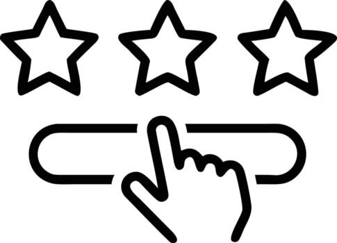 Tres estrellas clasificación sistema con dedo puntero icono evaluación realimentación vector