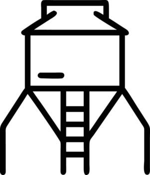 Water tower icon in simple line art style with ladder for design vector