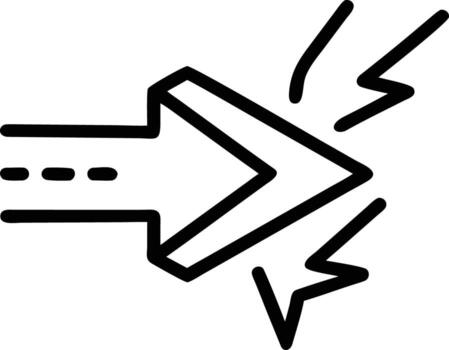 roto flecha con relámpago icono simbolizando obstáculo o fracaso en un proyecto vector