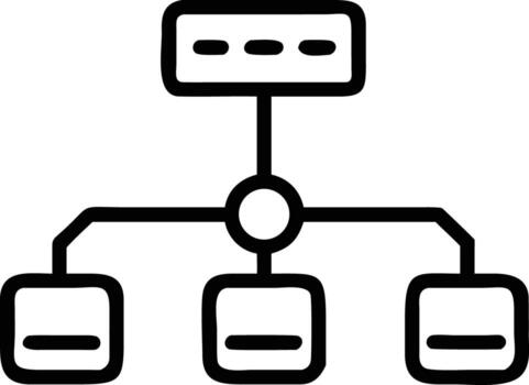 Black outline tree structure illustration with three layers and simple design elements vector