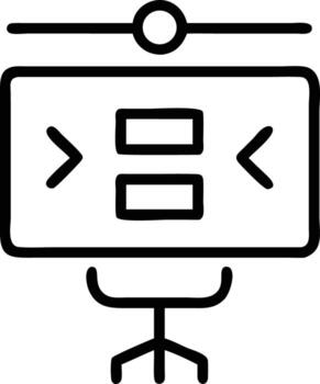Blackboard illustration with rectangles, arrows, and tripod in outline style for design vector