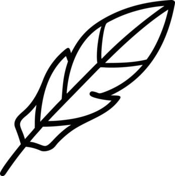 Feather quill outline icon for logo, print and web design vector