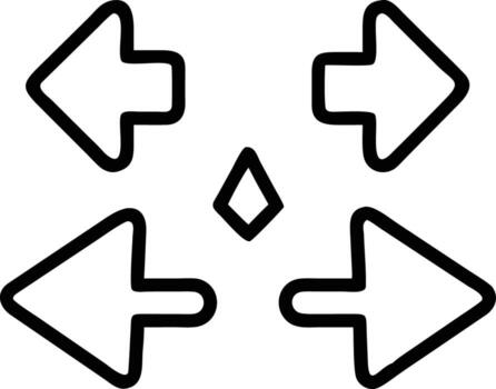 Four Rounded Arrows Pointing Inward with Diamond Shape in Center Line Art vector