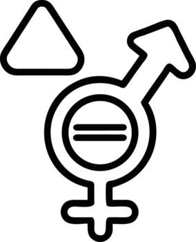 Gender equality and inclusivity symbol in simple line art style for presentations vector