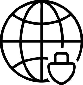 globo cuadrícula y proteger icono para datos proteccion y seguro red vector