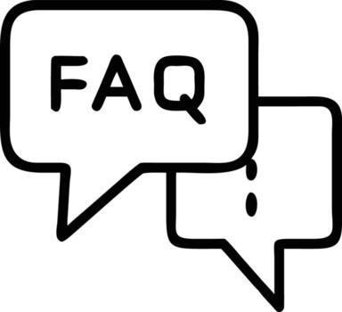 Hand drawn FAQ icon with chat bubbles for website help and support vector