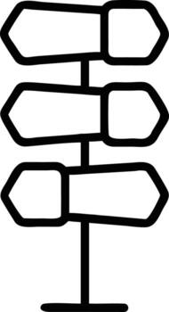 Handdrawn direction signpost with three blank arrow boards for map and travel concepts vector