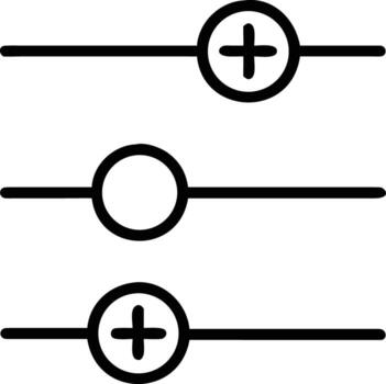 interfaz controlar control deslizante íconos con más y menos símbolos en contorno diseño vector