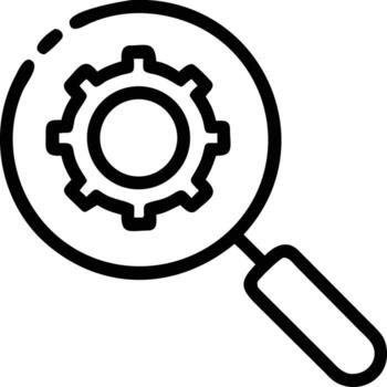 aumentador vaso con engranaje línea icono, técnico buscar herramienta y ajustes análisis vector