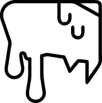 Melting ice cube outline icon, flowing liquid, simple stroke design element vector