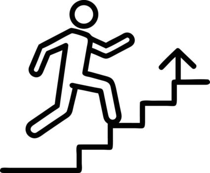 Man climbs stairs icon, path to success simple design vector