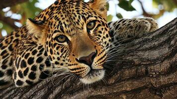 leopardo em repouso em uma ramo durante dia dentro botsuana video