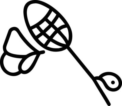 Minimalist outline illustration of a butterfly net catching a butterfly for design vector