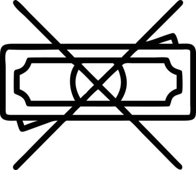 Money prohibited icon with cross out symbol in outline style for diverse use vector