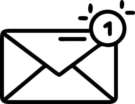 nuevo mensaje notificación con sobre contorno y no leído uno en circulo vector