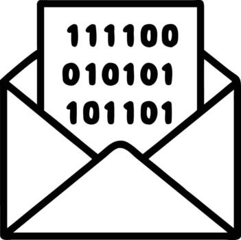 contorno sobre con binario código mensaje, ilustración para tecnología y datos conceptos vector