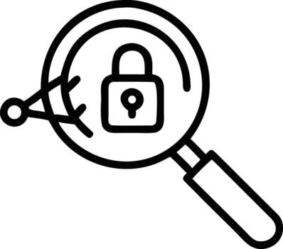 contorno ilustración de aumentador vaso, cerrar con llave, y Wifi icono para la seguridad cibernética análisis vector