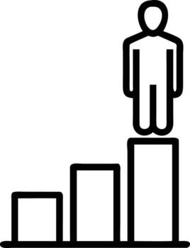 Outline man on success podium steps icon illustration for web design vector