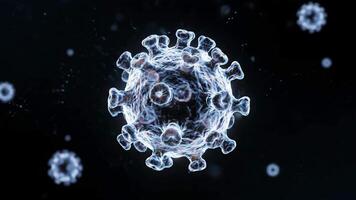 microscópico Visão do vírus flutuando por aí em Preto fundo, 3d Renderização video