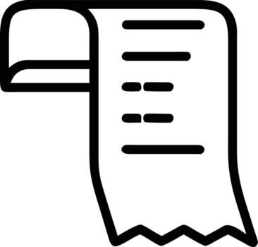 Outline receipt roll icon showing financial data and transaction details symbol vector