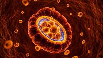 Cellular Representation Shows Viruses Surrounding and Penetrating a Cellular Structure video