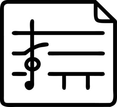 Outline style icon of sheet music with folded corner design vector