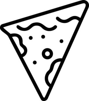 Pizza slice icon with dotted and wavy topping in minimalist style vector