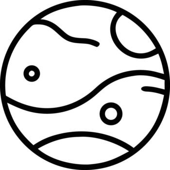 Planet with continents and craters outline icon for science and space projects vector