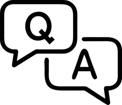 Question and answer outline icon in speech bubble shape for websites vector