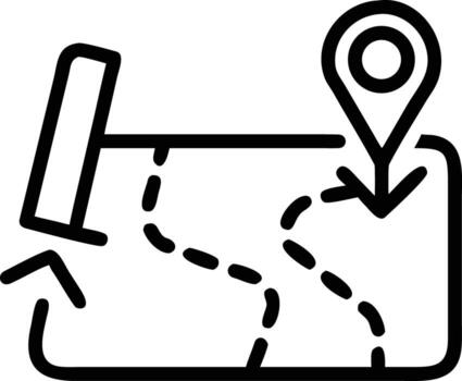 Route map line icon with pointer and location for navigation system vector