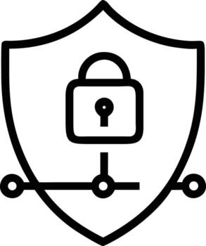 seguro red conexión icono con bloquear en proteger contorno ilustración vector