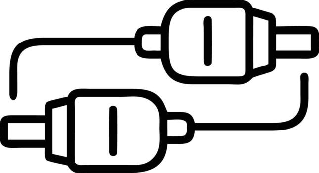 Simple diagram of two circuit connectors connected by cable in line art style vector