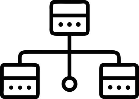 Simple hierarchy illustration depicting branching relationships and flow in bold outline style vector