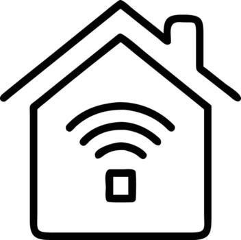Simple line art smart home icon design featuring wireless connectivity signal vector