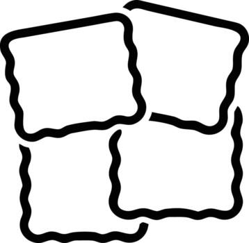 Simple line drawing of four connected ice cubes in bold lines for logo design vector