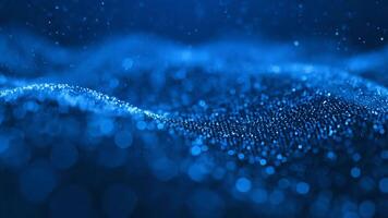Abstract Blue Particle Surface Waving With Bokeh Effect video