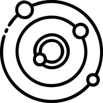 Solar system with planets orbiting sun in minimal line art style vector